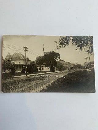 Vintage Rppc Postcard 1900s Main St.  Prairie Du Sac Wisconsin Small Town Photo