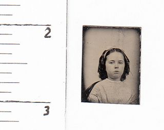 Civil War Era Miniature Gem Tintype Photo Pretty Young Girl.  228z