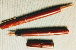 Parker Flat Top - Matched Set - Fountain Pen An Pencil - Color - Look