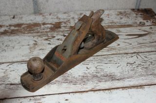 Antique Stanley Bailey No 5 Hand Plane 14 " Wood Metal Vintage Tool