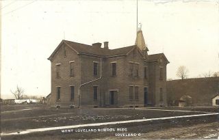 West Loveland,  Cincinnati,  Oh: Rppc: 1909: View Of West Loveland School Bldg.