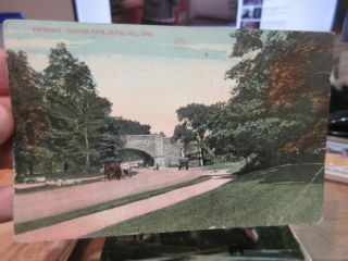 Vintage Old Ohio Postcard Cleveland Gordon Park Entrance Bridge East 72nd Street
