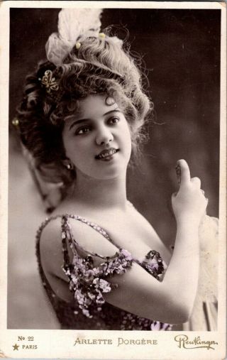 Arlette Dorgere Postcard Rppc French Play Actress Dancer And Singer T63