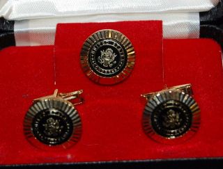 vintage cuff links united states congress gold tone tie tack cufflink set 2