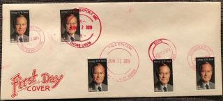 George Bush Stamp First Day Issue Fdc - 5 Postmarks,  4 States,  300,  Miles