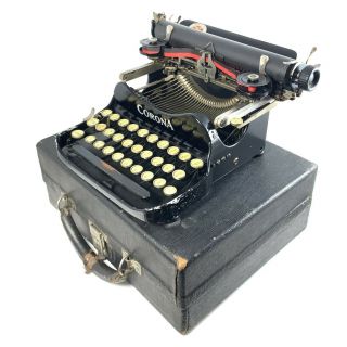 Black Corona No.  3 Typewriter W/case Portable Standard Folding Antique Vtg