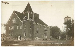 Parkersburg Iowa Ia (butler County) High School Building & Water Tower Rppc 1917