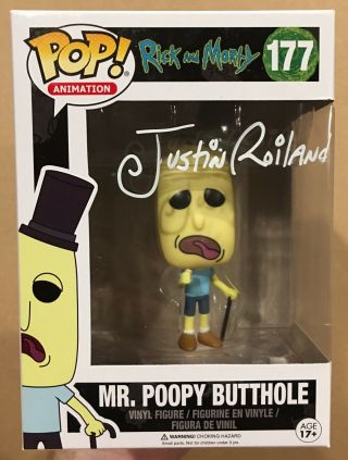 Justin Roiland Signed/autographed Funko Pop Rick & Morty Mr.  Poopy Butthole