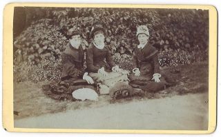 Cdv Victorian Ladies In The Garden Carte De Visite Photograph