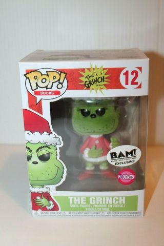 Dr Suess The Grinch Flocked Books A Million Bam Exclusive Funko Pop 12 Books