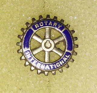 Vintage 10k Yellow Solid Gold Enamel Rotary International Pin ( (297))