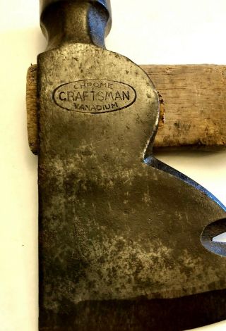 Vintage Craftsman Chrome Vanadium Hatchet Hammer & Nail Puller Handle 2