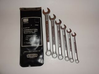 Vtg Sears Craftsman V Series 6 Piece Combination Wrench Set 4462 Pouch