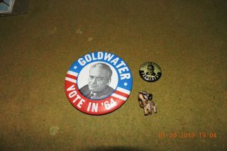 1964 Barry Goldwater 3d Elephant Glasses Vote In 64 Campaign Pin Political X - 2