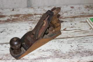 Antique Stanley Bailey No 4 Hand Plane 9 " Wood Metal Vintage Tool Usa