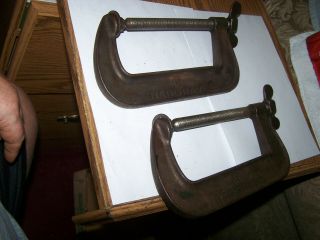 Vintage C Clamps 6 In.  2 Hargrave Standard Clamp Cast Steel Work Good