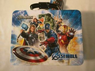 Marvel Avengers Carry All Tin Lunch Box 2012 Captain America Hulk Iron Man 9 X 7