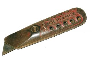 Vintage Cast Iron Stanley Defiance 1299 Box Cutter Fixed Blade Utility Knife Usa