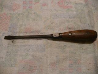 Antique Dunlap Brand 6 " Bk Wood Handle Flat Head Screwdriver