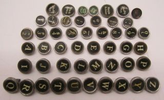 Set 49 Vtg Salvaged Typewriter Keys Glass Letters Numbers Lc Smith Art Craft