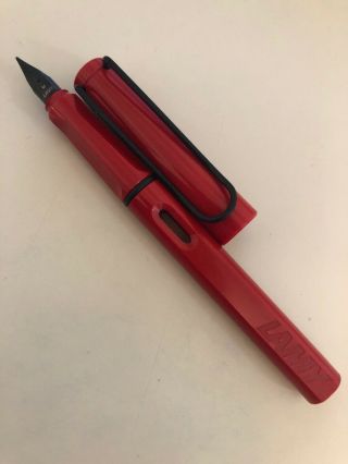 Lamy Safari Fountain Pen Old Color Limited Red W/ Black Clip And Medium M Nib