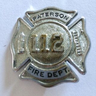 Vintage Obsolete Paterson Jersey Fireman Hat Badge 112