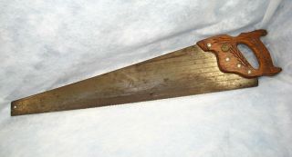 Vintage Montgomery Wards Powr - Kraft Hand Saw Wooden Handle,  26 " 8 - Pt Blade Usa