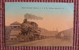 Post Card Lehigh Valley Railroad Lvrr Black Diamond Steam Train Allentown Pa