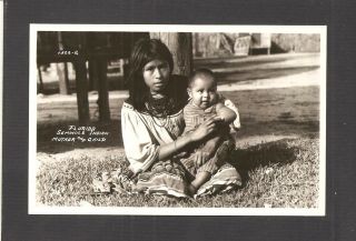 Real - Photo Postcard: Seminole Indian Mother And Child In Florida - 1950s