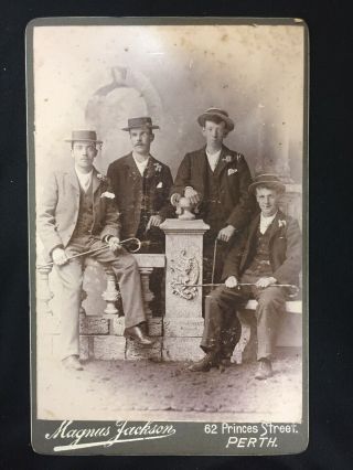 Victorian Magnus Jackson Early Cabinet Photograph Of 4 Young Men Perth