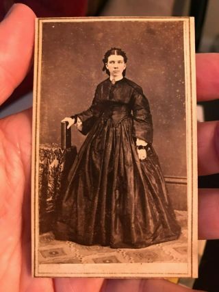 Civil War Cdv Mercer Pennsylvania Woman With One Cent Express Tax Stamps On The