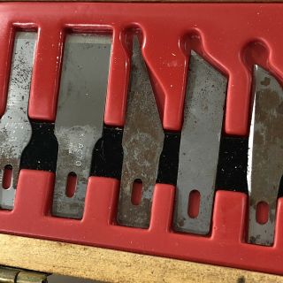 Vintage 14 Piece X - Acto Knife Scalpel Cutter Set w/ Wood Box 11 Blades 3 Handles 5