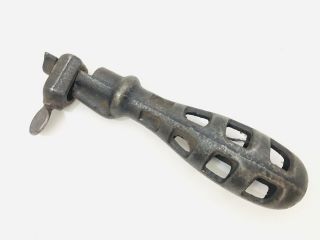 Vintage/old/antique Cast Iron Metal Skeleton Cutout Handle File Holder Hand Tool