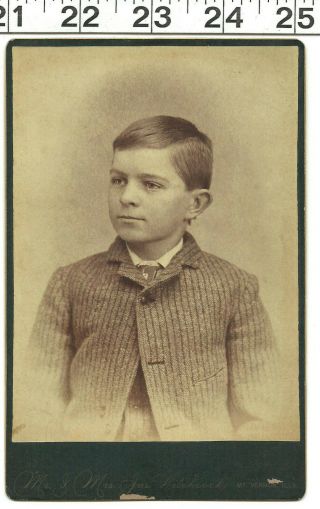 Vintage 1890 Cabinet Photo Of Handsome Young Boy Name On Back Of Picture 3234