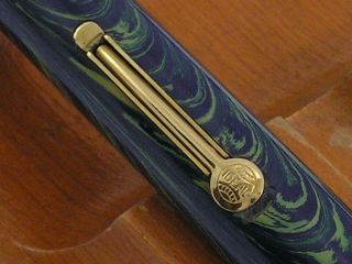 Waterman ' s Blue Ripple Fountain Pen / 9 Carat Gold Cap Band /Circa 1930 /Working 10