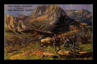 Dr Jim Stamps Mountain Battle Scene World War I Austria Hungary Postcard