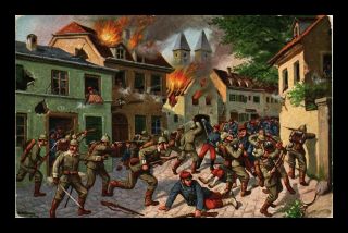 Dr Jim Stamps Street Battle Scene World War I Bavarian Infantry Germany Postcard