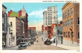 Fairmont West Virginia Adams Street Looking South Vintage Postcard Jf235620