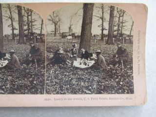 Sv210 Stereoview Photo Card Lunch In Woods Us Field Trials Benton Co Mississippi