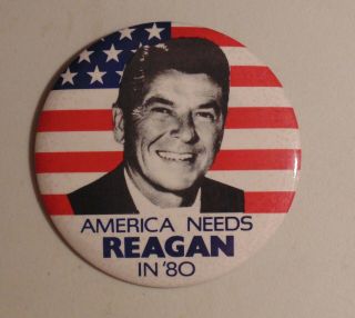 Ronald Reagan 1980 Campaign Pin Button Political Six Inch