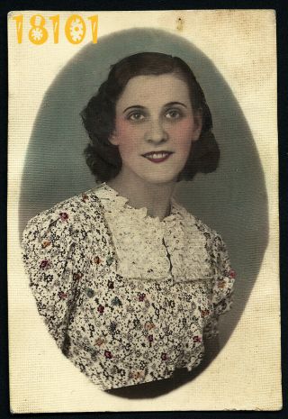 Vintage Hand Colored Photograph,  Portrait Of Elegant Woman,  Rare 1920’s Hungary