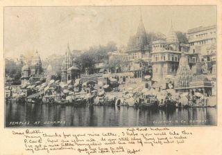 India Benares Temples View From The Ganges Court Size Printed Card