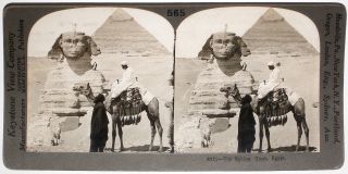Keystone Stereoview Sphinx & Great Pyramid,  Giza,  Egypt From 1910s Education Set