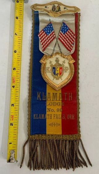 Knights Of Pythias Ribbon,  Pin,  Members Badge Klamath Falls Oregon Lodge 99