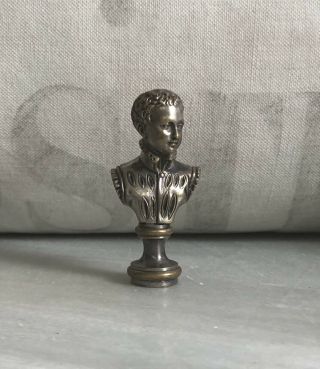 Antique Silvered Bronze Figural Gentleman Wax Letter Seal