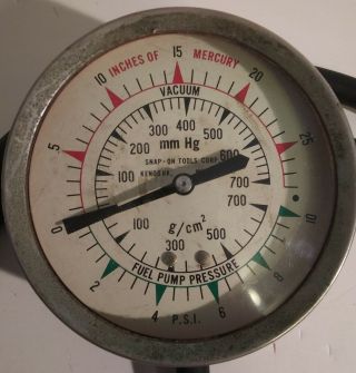 Snap On Tools Vintage Fuel Pump Pressure/vacuum Guage