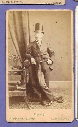 Victorian Gent With Top Hat Vintage Old Cdv Photo Ky