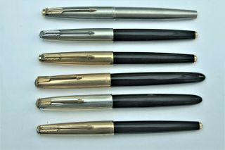 6 Parker Fountain Pens - As Found