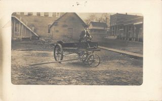 Aa727 Dressed Up Man Sitting On A Horse Drawn Manure Spreader Rppc Postcard Azo