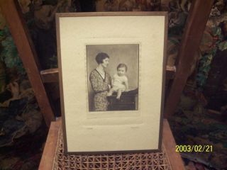 A Vintage Photo,  With Frame.  Mother And Child.